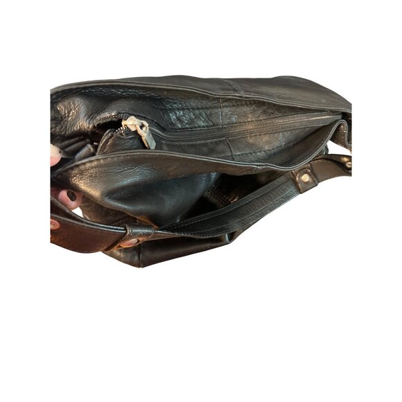 Black Leather Borse in Pelle Shoulder Crossbody Bag Italy Silver Tone Hardware - Picture 6 of 9